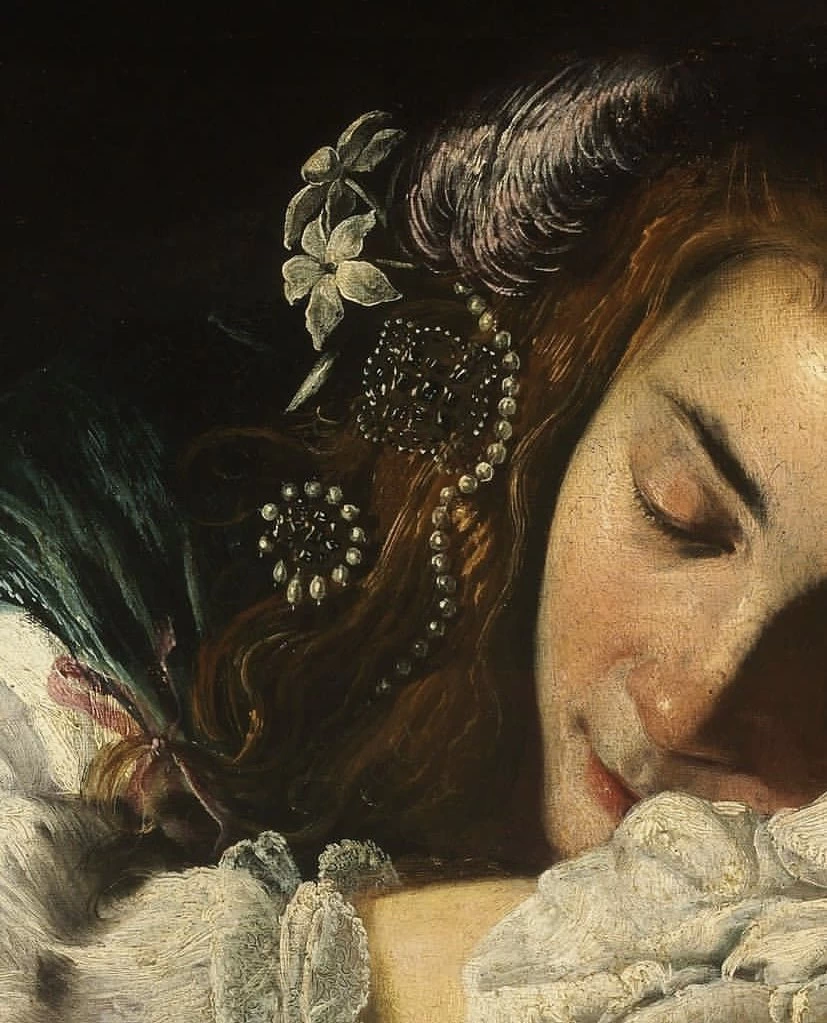 Fanciulla dormiente - Budapest, Szépmüvészeti Múzeum dettaglio